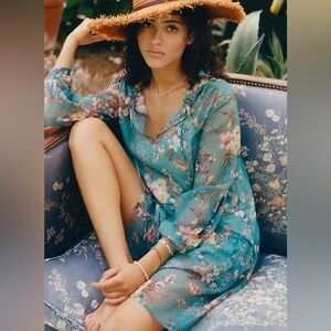 Anthropologie Maeve Emmy Floral Ruffle Chiffon Dress